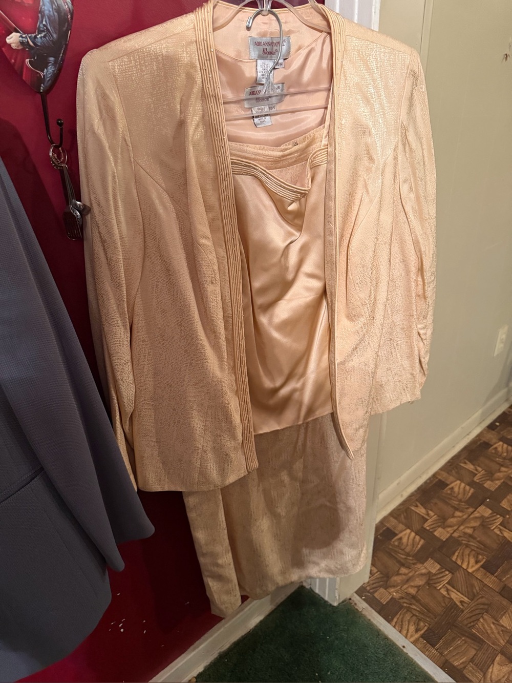 Adrianna Papell gold Satin-Look Jacket & Sheath Dress Set